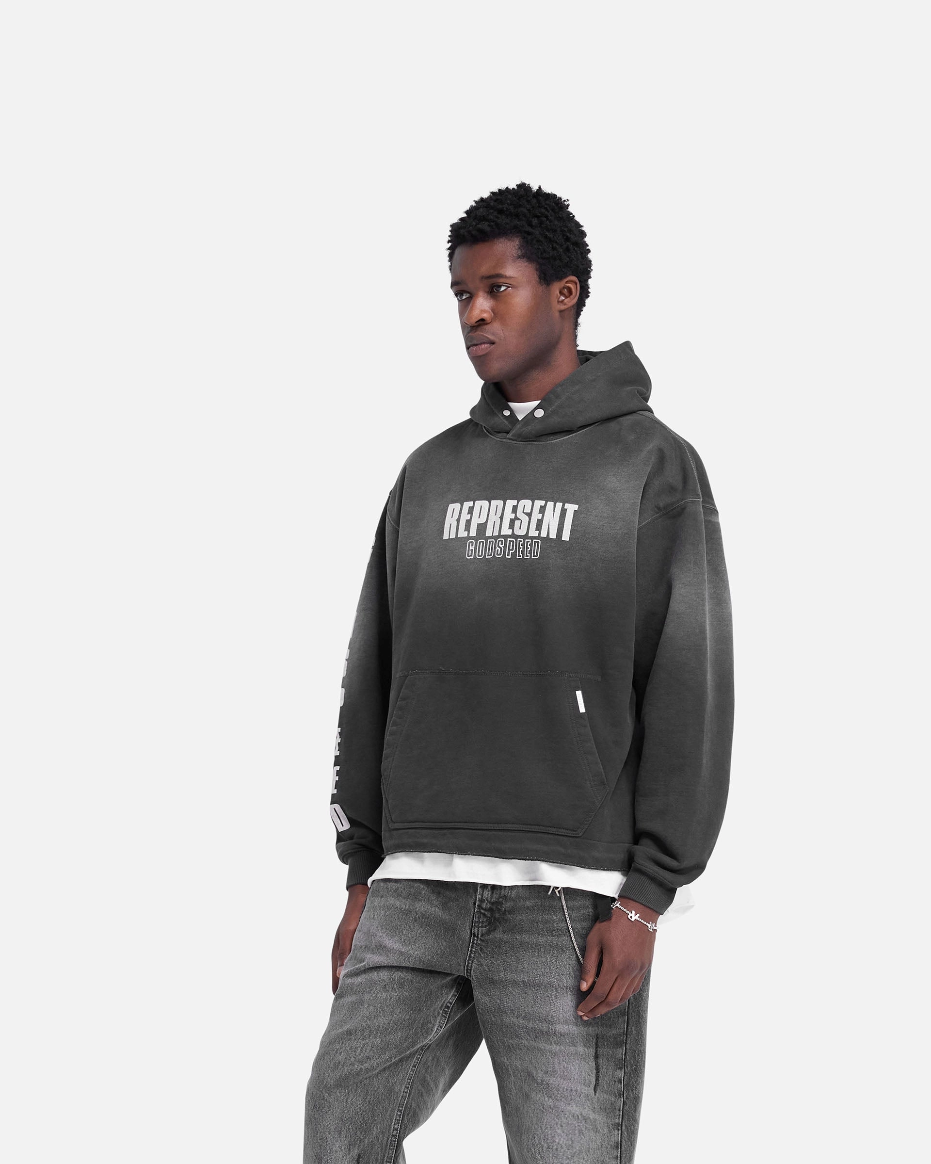 Odor Resistant Treatment Poly Cotton Blend Godspeed Hoodie - Aged Black