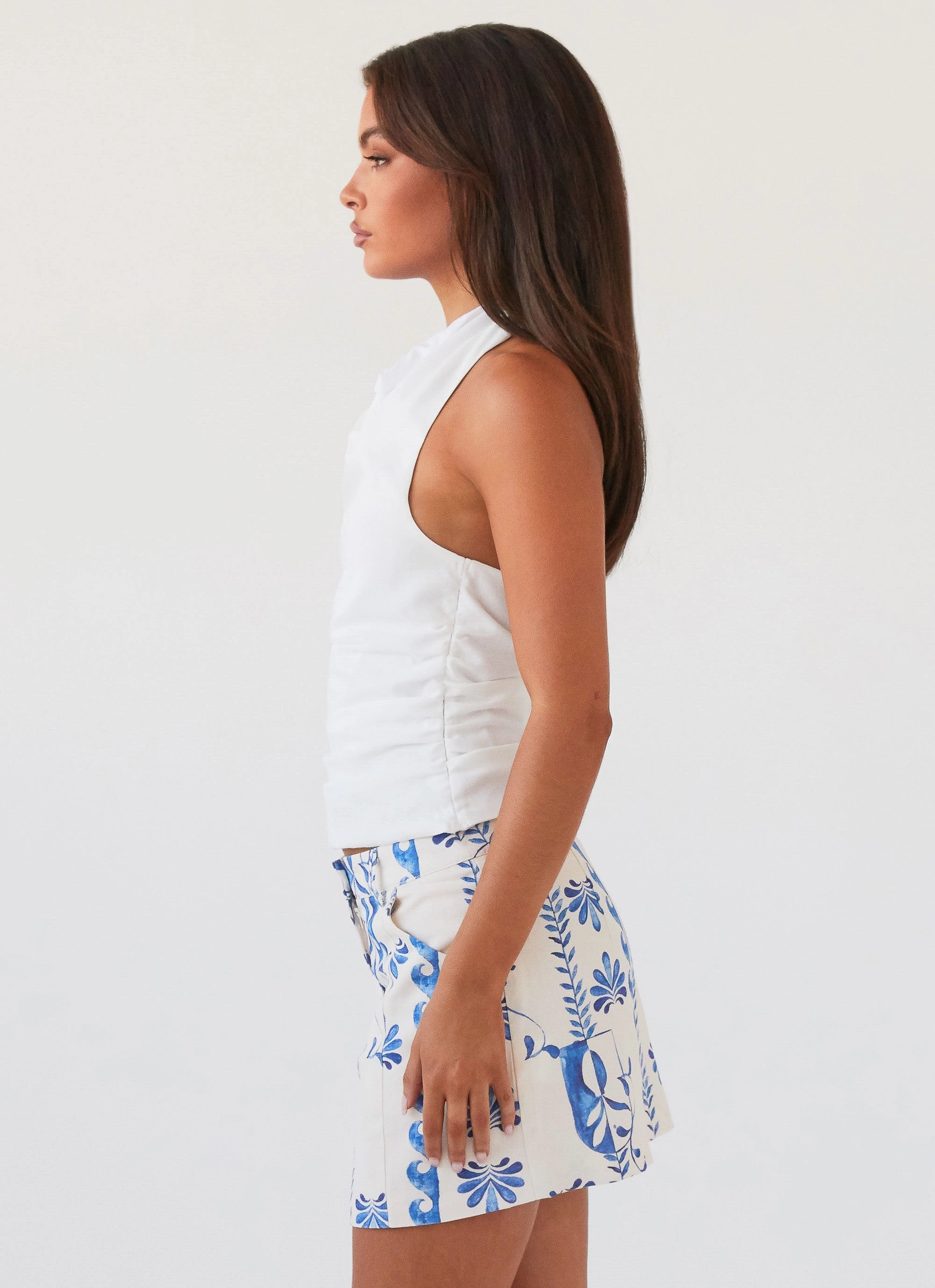 Marissa Linen Mini Skirt - Floral Wave Fresh Energy