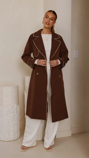 Blanca Trench Coat - Espresso Recycled Polyester Blend Heavyweight Warmth