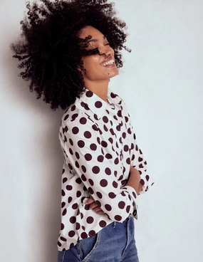 Sienna Cotton Shirt-Deep Wisteria, Spots Reinforced Elbow Patches