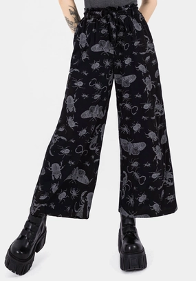 Parasite Bugs Wide Leg Paperbag Culotte Trousers - Black Wardrobe Essential