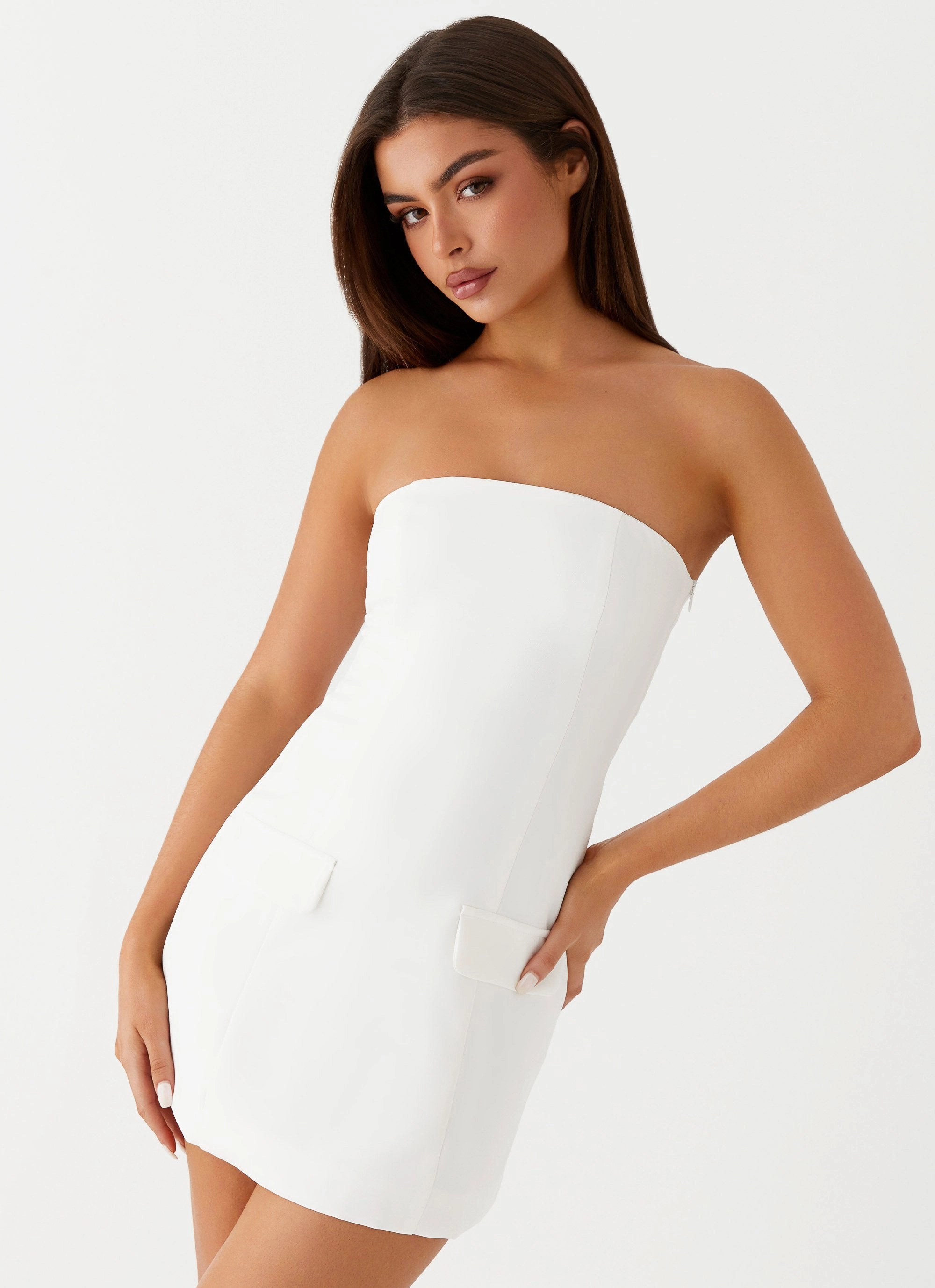 UV-Resistant Allora Strapless Mini Dress - White