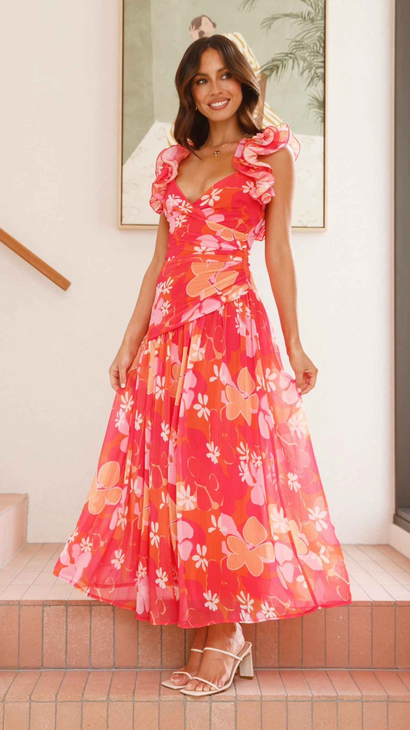 Alma Maxi Dress - Blood Orange Satin-Edge