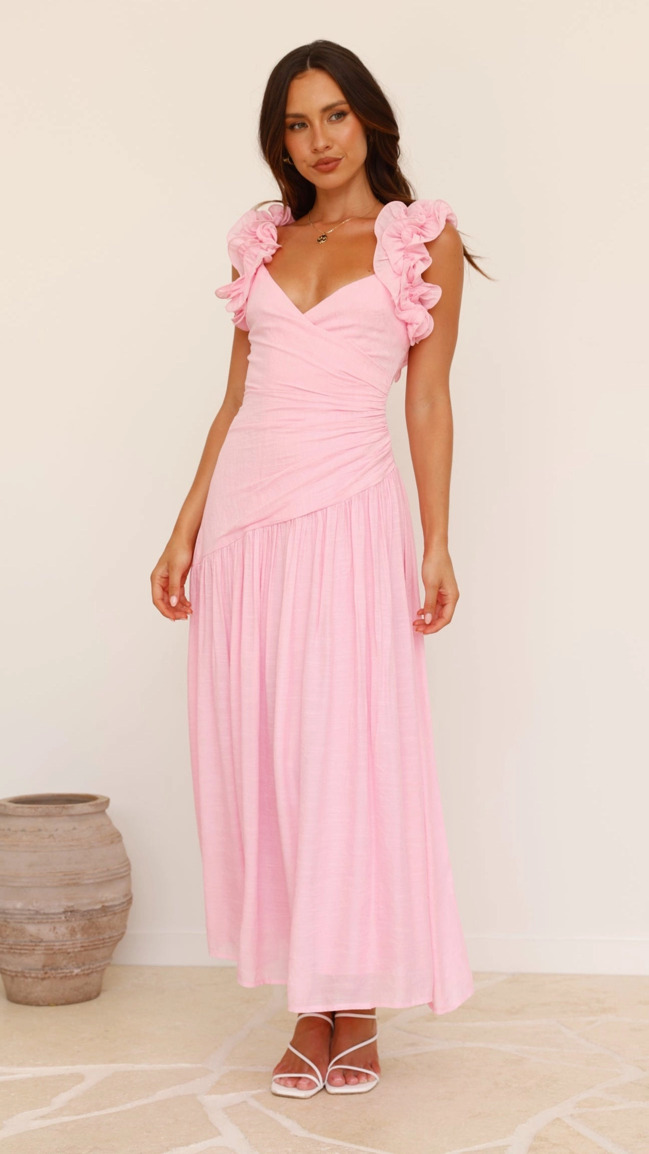 Alma Maxi Dress - Pink Hidden Pocket Stylish Waistband