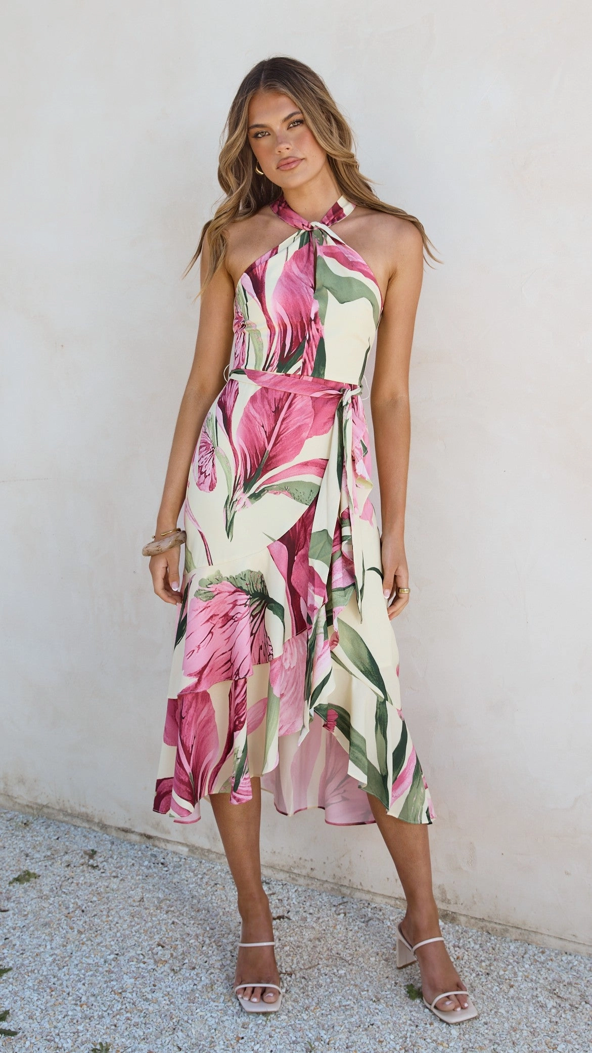 Alma Midi Dress - Lemon/Pink Floral Underwire-Support