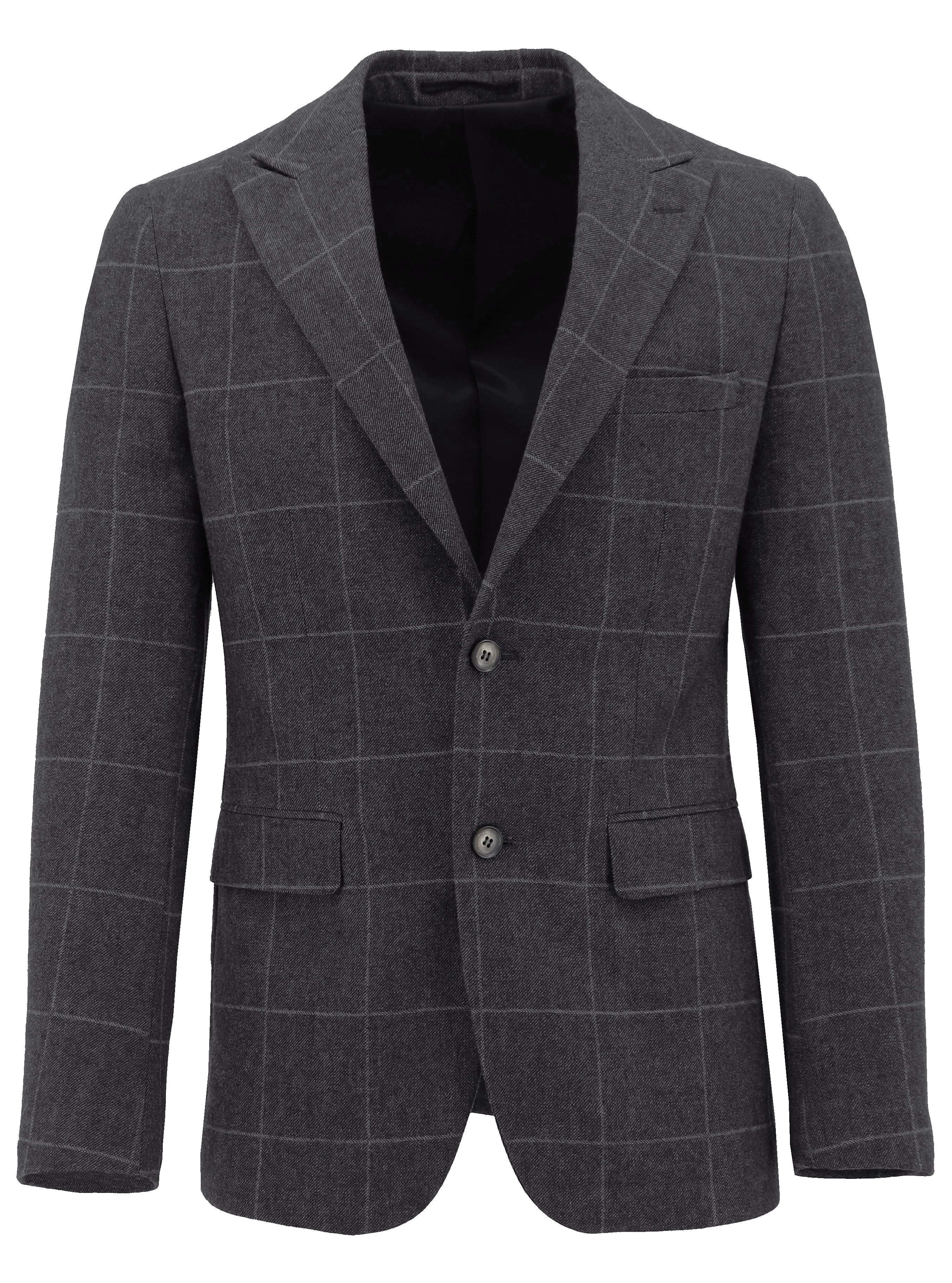Amalfi Charcoal Checked Sports Jacket Weatherproof Zipper Shrink Resistant Treatment