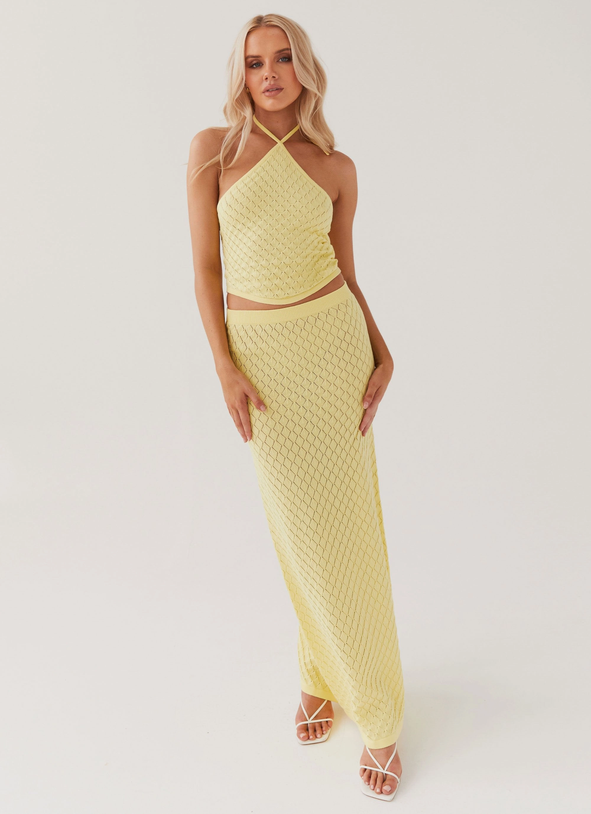 Amanza Knit Maxi Skirt - Lemon Bold Cut