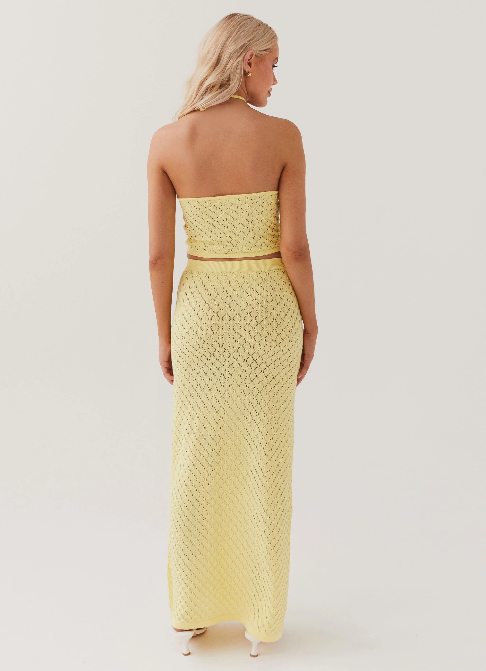Amanza Knit Maxi Skirt - Lemon Heritage Inspired Vibe Shot