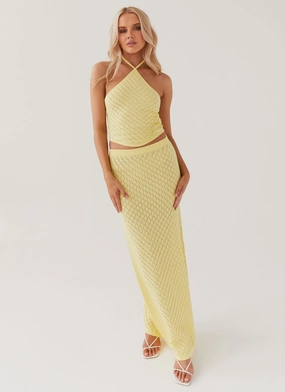 Amanza Knit Maxi Skirt - Lemon Bold Cut