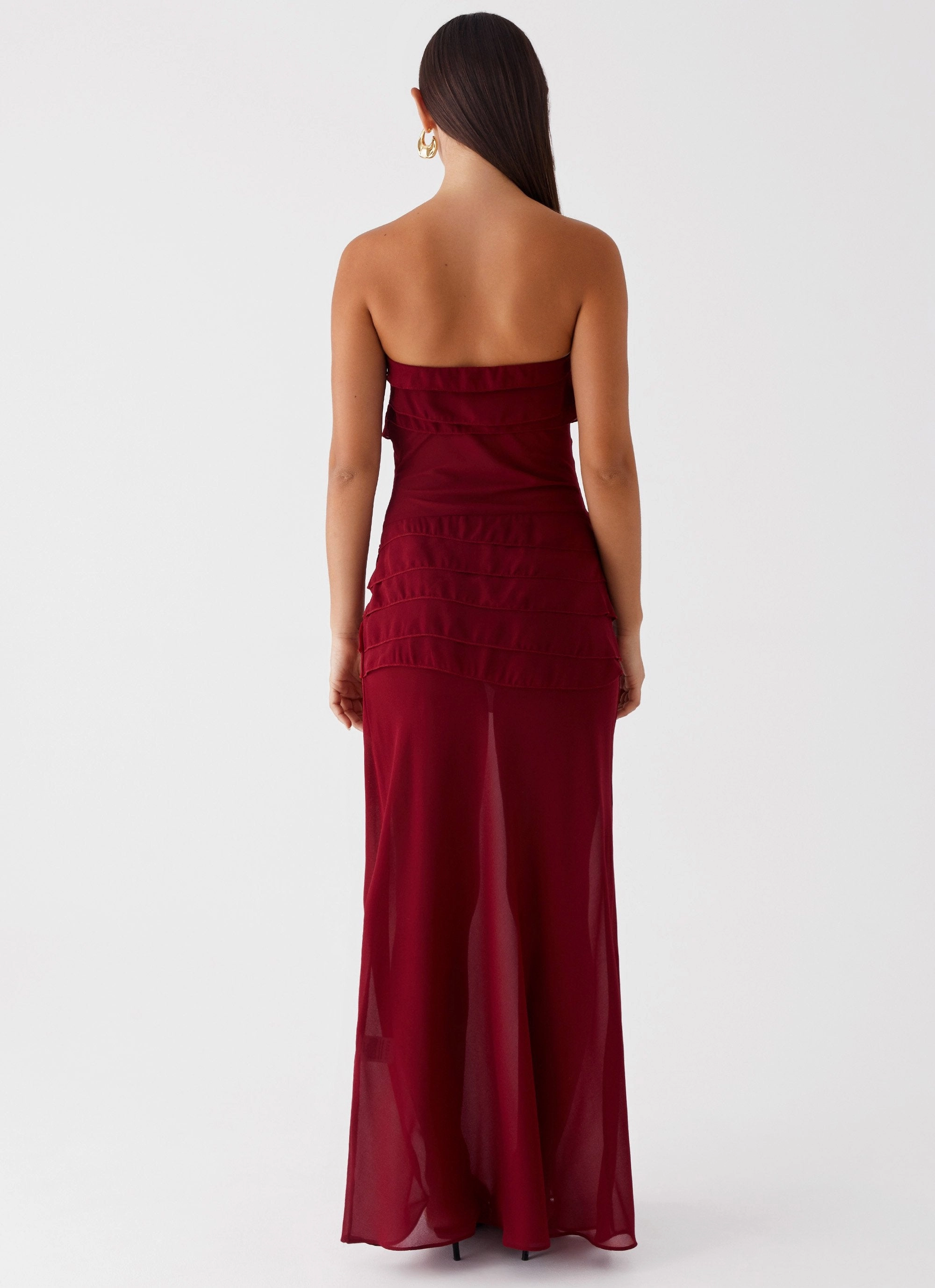 Into The Night Maxi Dress - Cherry Red Fashionable Design