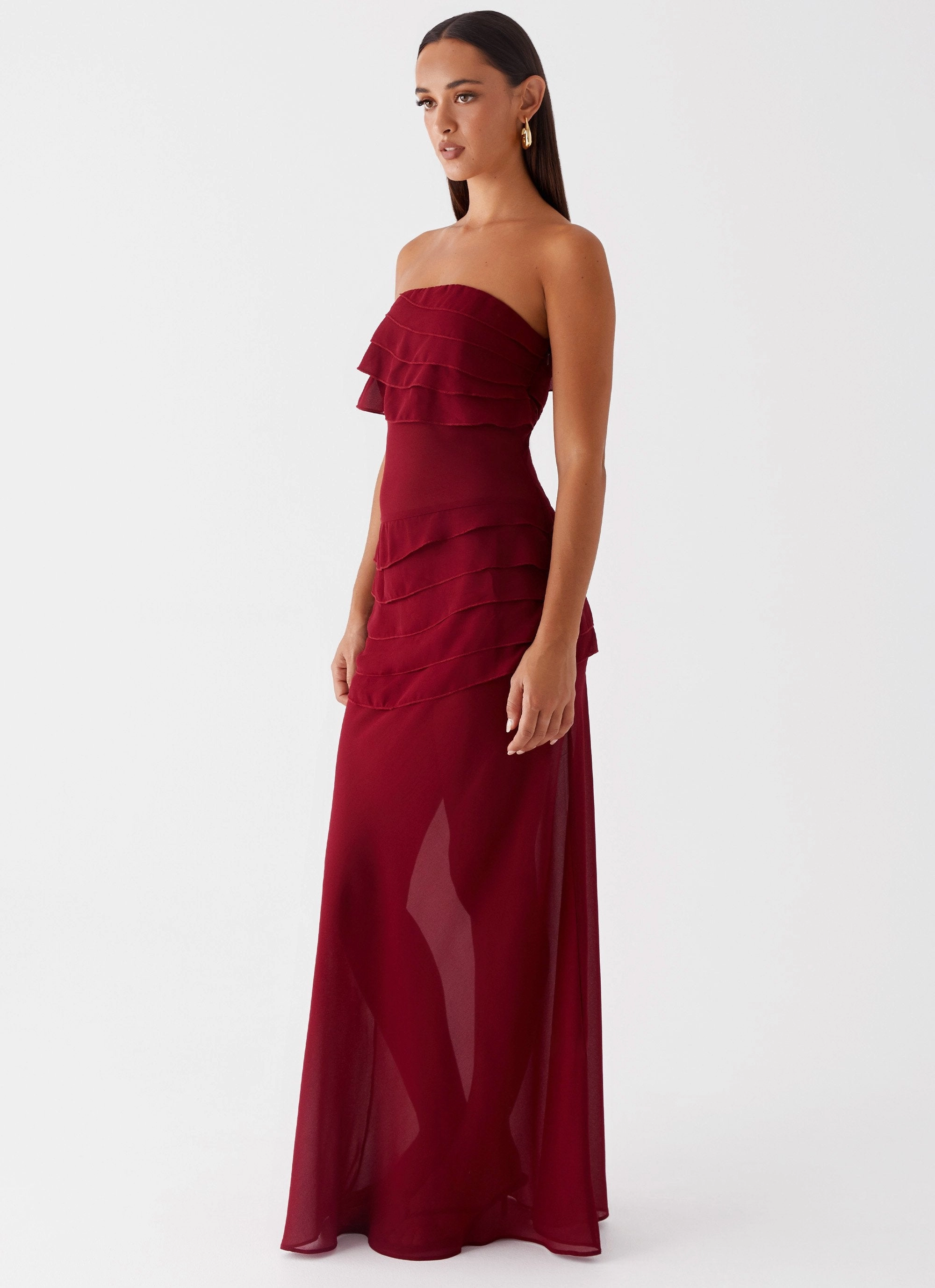 Into The Night Maxi Dress - Cherry Red Cozy Base