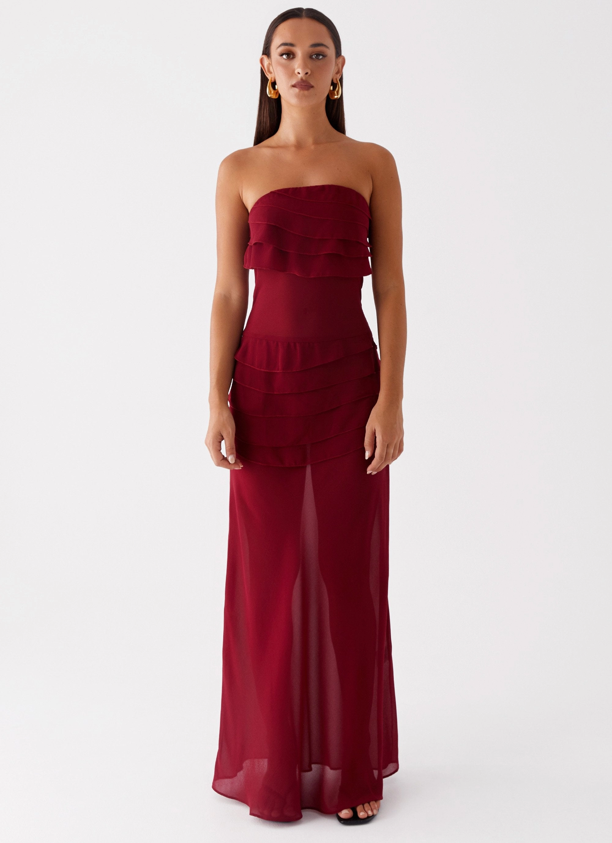 Into The Night Maxi Dress - Cherry Red Comfy Comfort Grace Base