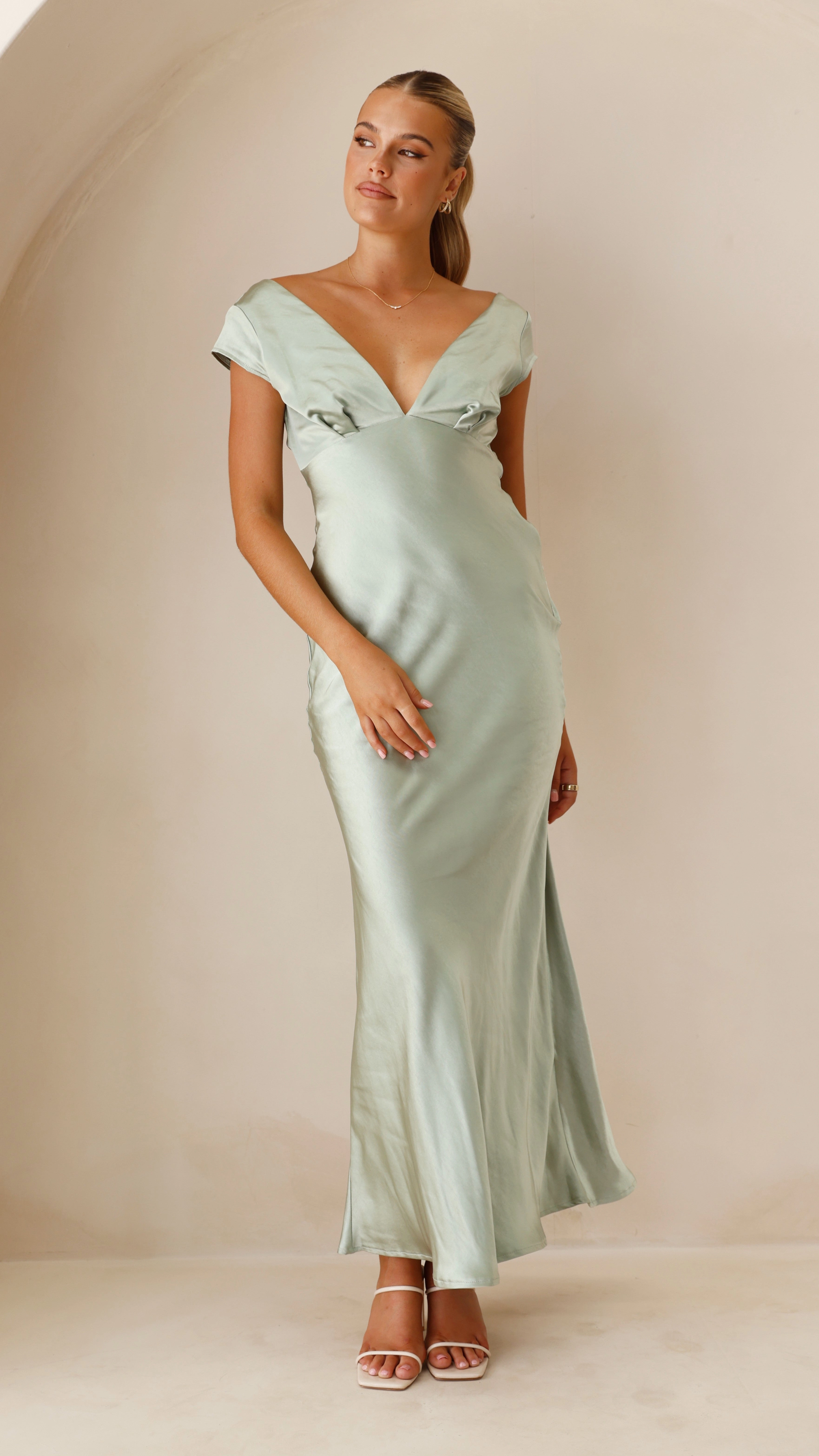 Amelia Maxi Dress - Sage Soft Stretch Comfort Waist Fit