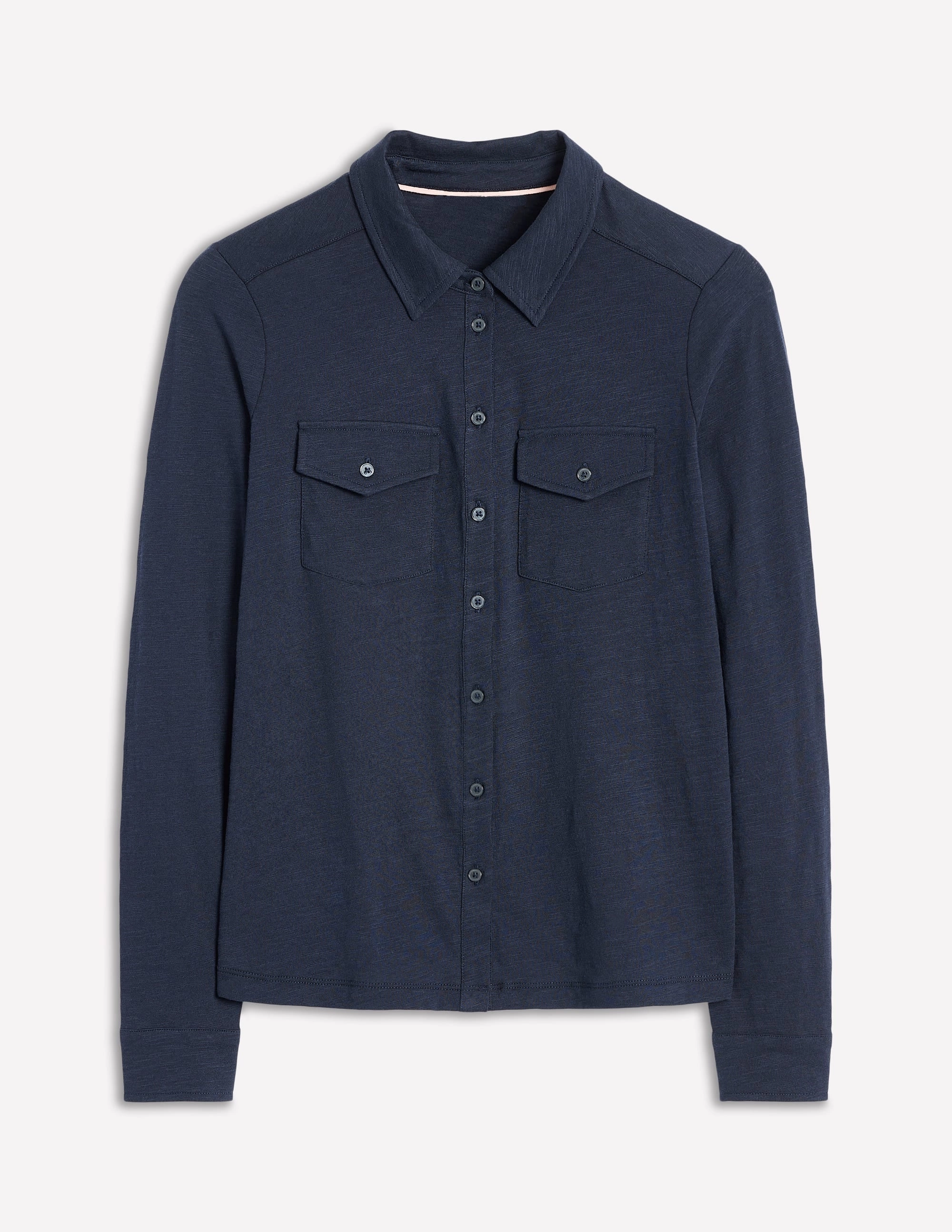 Amy Jersey Shirt-Navy Anti Static Fabric NonIrritatingTags