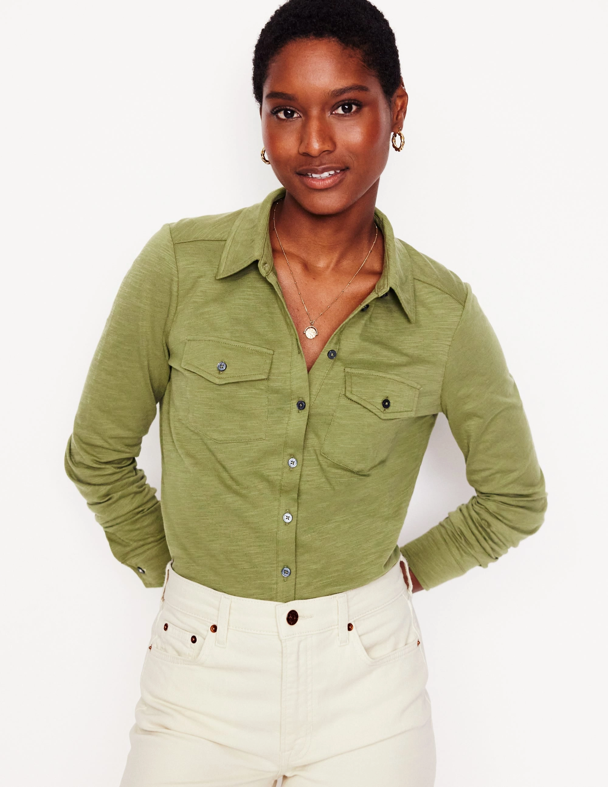 Amy Jersey Shirt-Soft Olive Odor Neutralizing Technology OdorResistant Technology