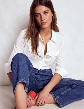 Reinforced Hems Amy Jersey Shirt-White