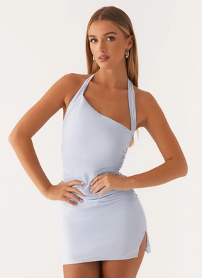 QuickDryTechnology Airy Movement Annalissa Linen Mini Dress - Blue
