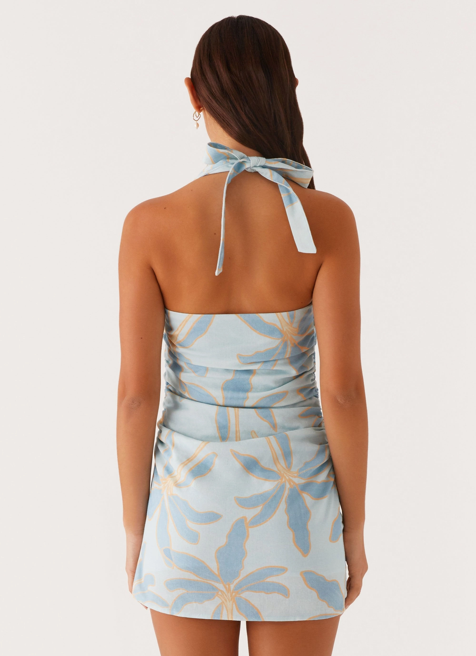 Flattering Fit for All Urban Favorite Annalissa Linen Mini Dress - Opulent Blue