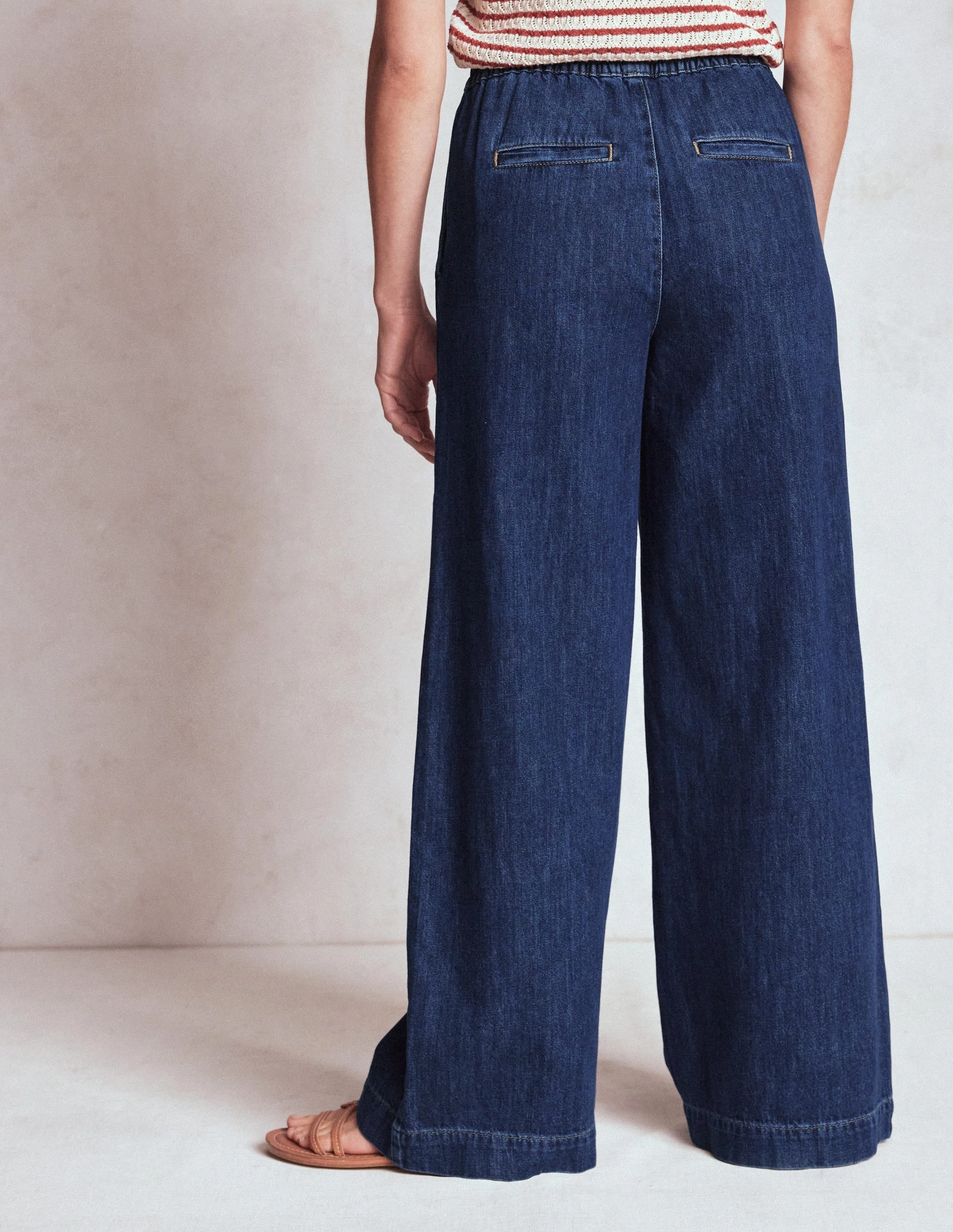 Drawcord Denim Trousers-MID WASH All Day Comfort StaticDissipative
