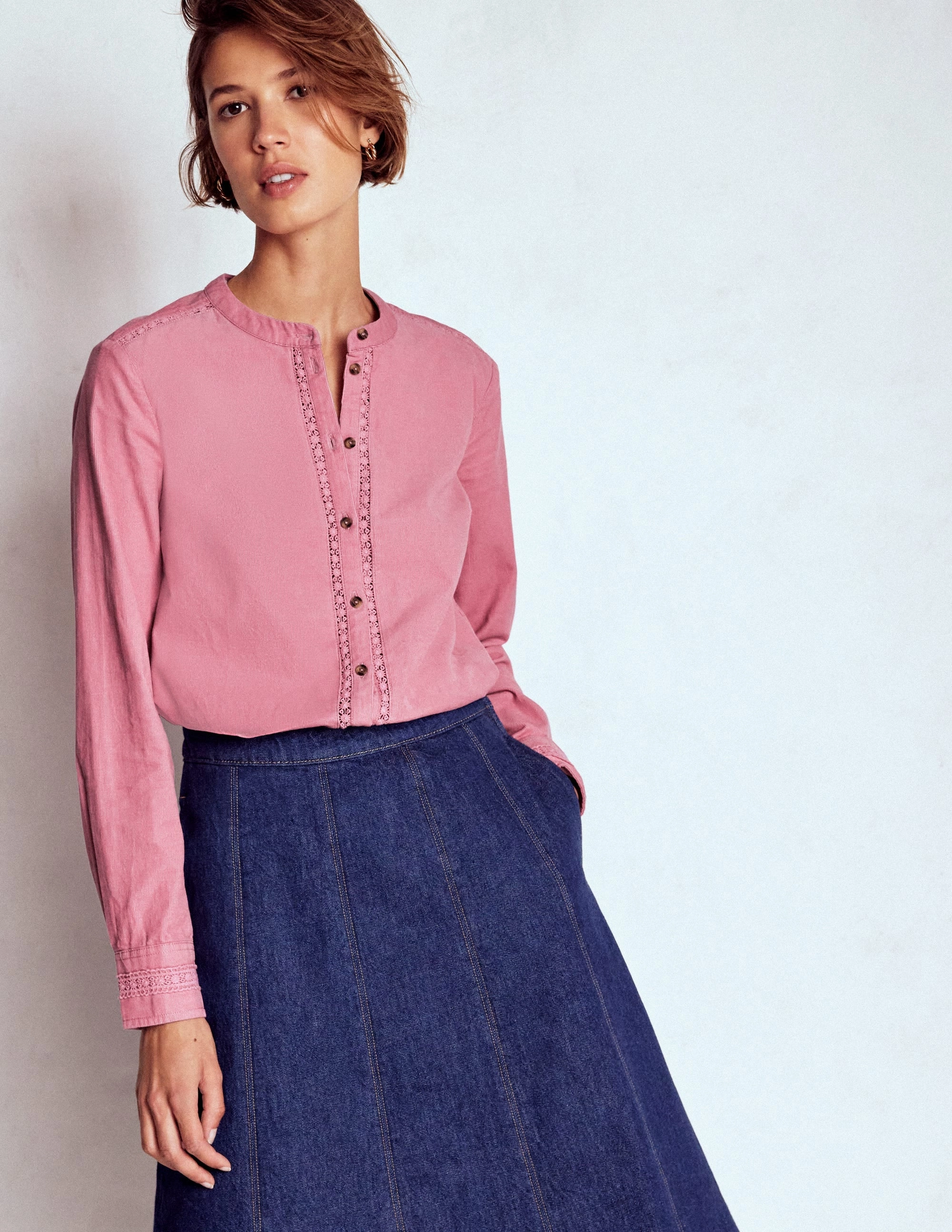 TexturedSurface Victoria Cord Shirt-Blushing Rose