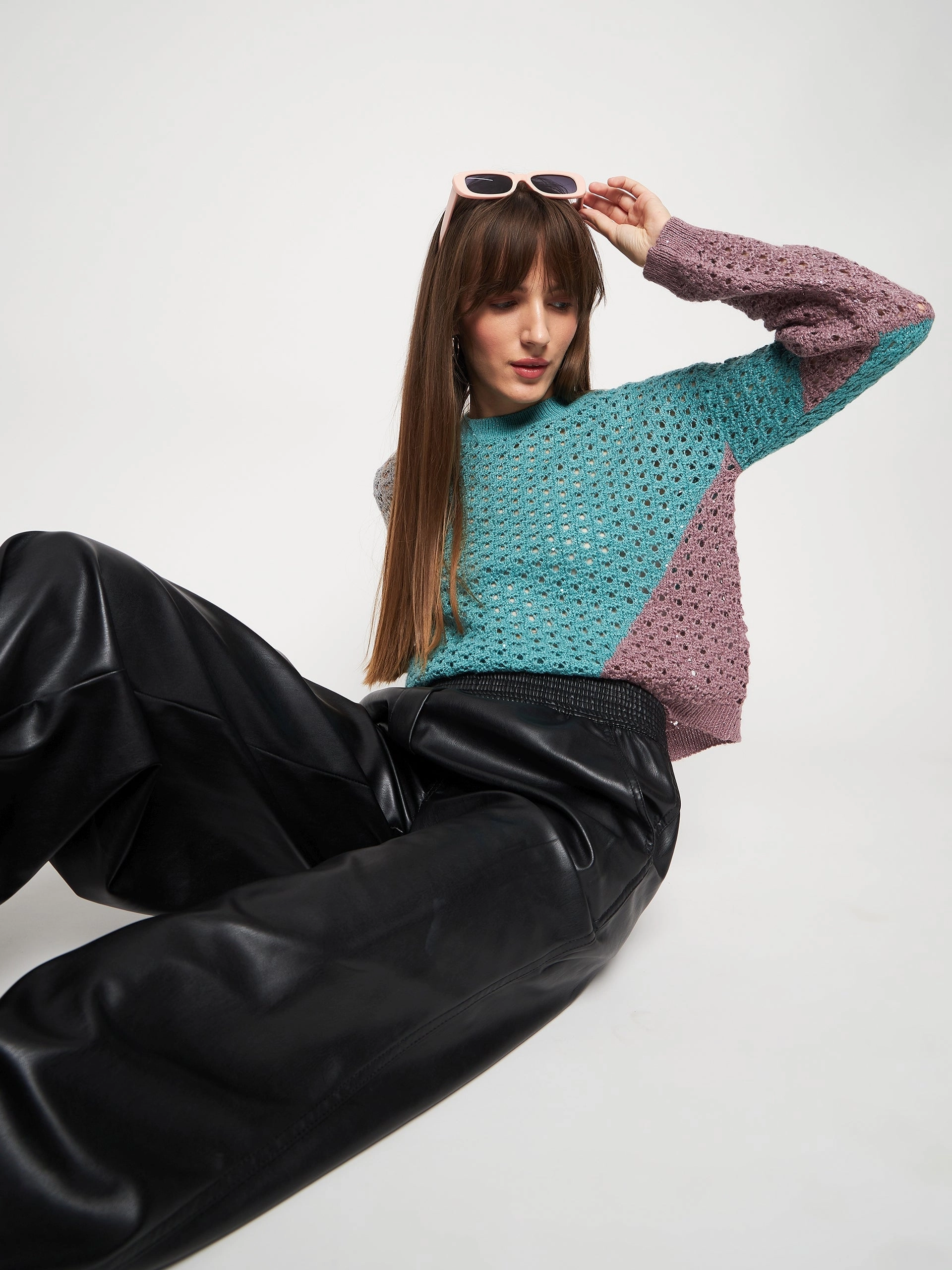 Madame Aqua Pointelle-Knit Jumper Unisex style Warm Flex