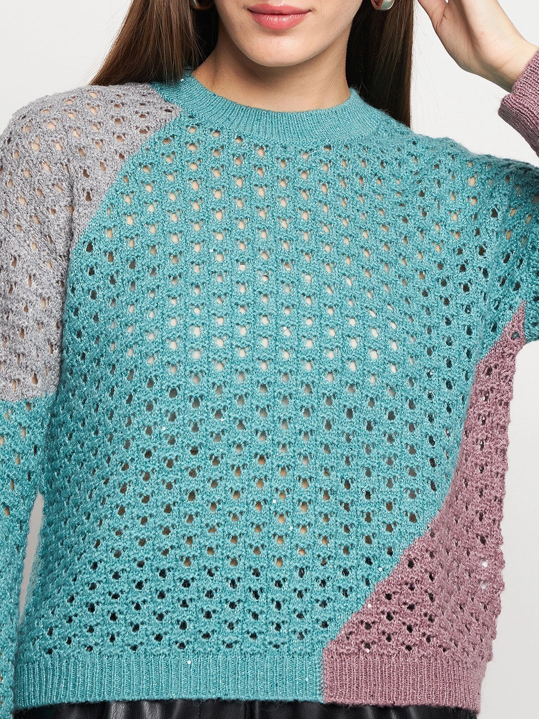 Madame Aqua Pointelle-Knit Jumper Cozy Midweight Fabric Ethical Production Knitwear