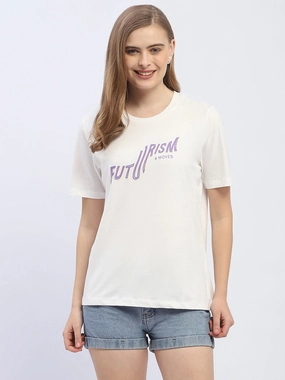 Colorfast Material Madame Typography White Regular T-Shirt
