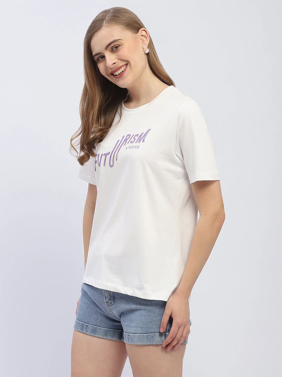Madame Typography White Regular T-Shirt Comfortable clothing