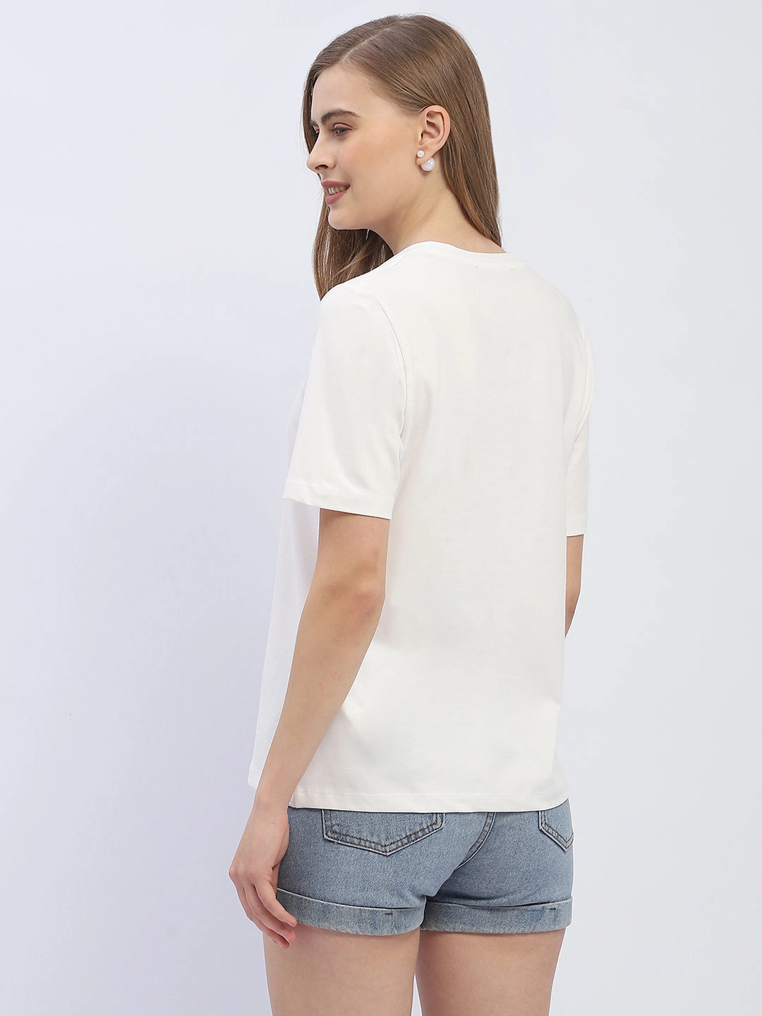Madame Typography White Regular T-Shirt Printed uniqueness