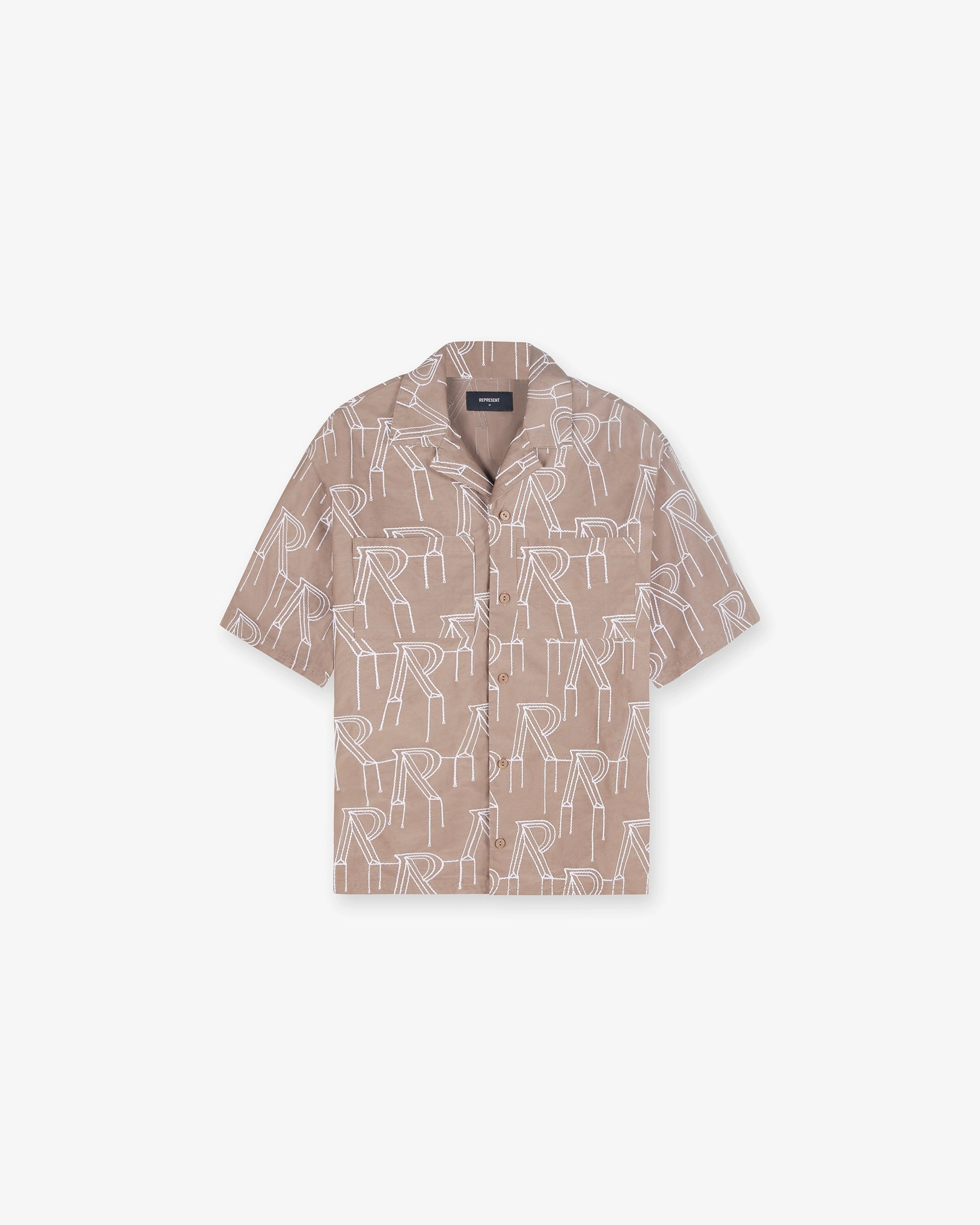 Chic Ensemble Odorless Binding Tape Embroidered Initial Overshirt - Washed Taupe