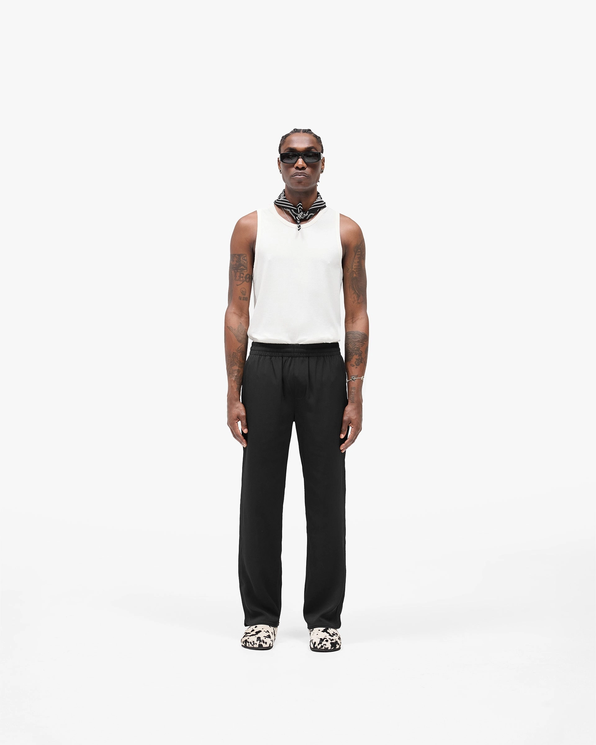 Piped Track Pant - Jet Black Fitted Style