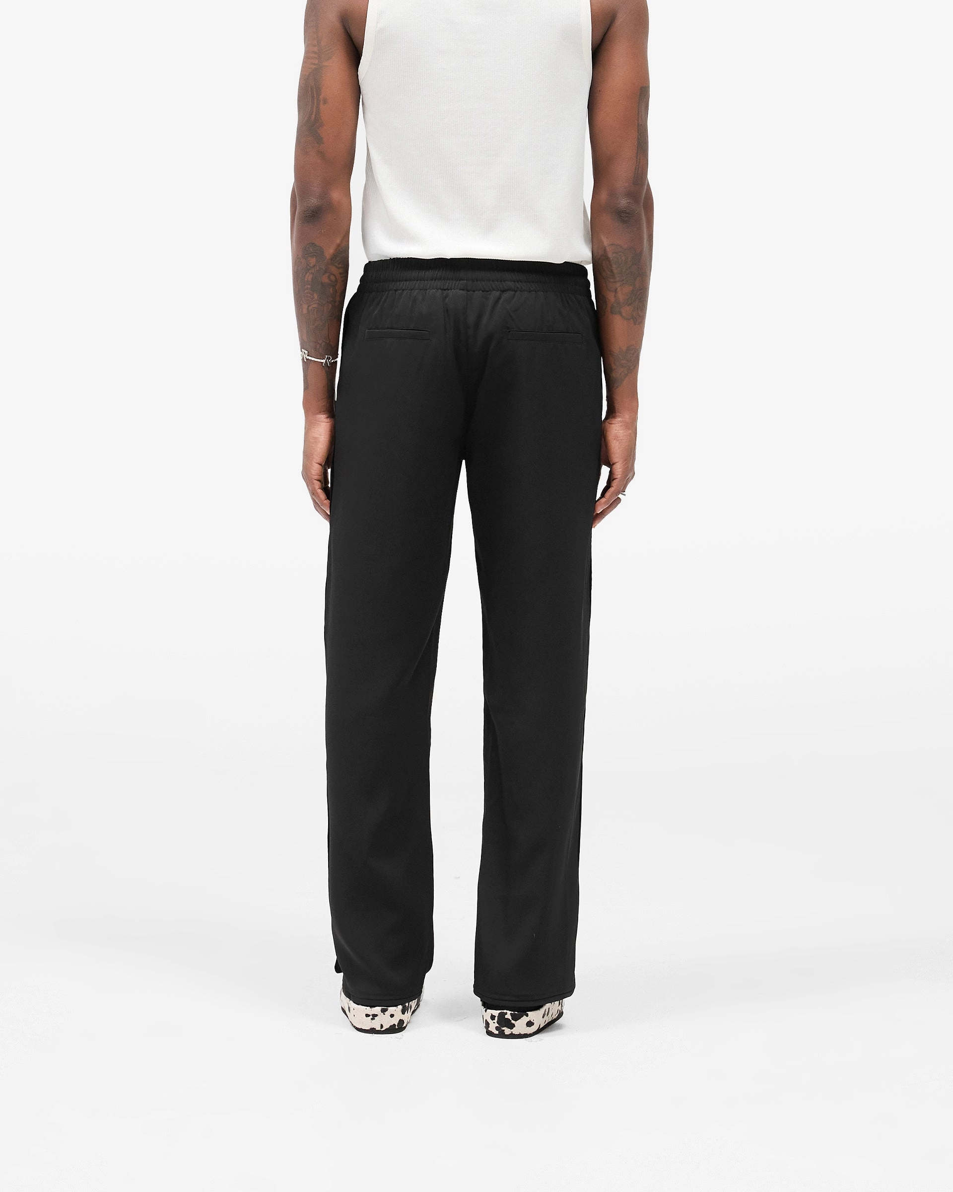 Piped Track Pant - Jet Black Recycled fibers Hidden Zip Pockets