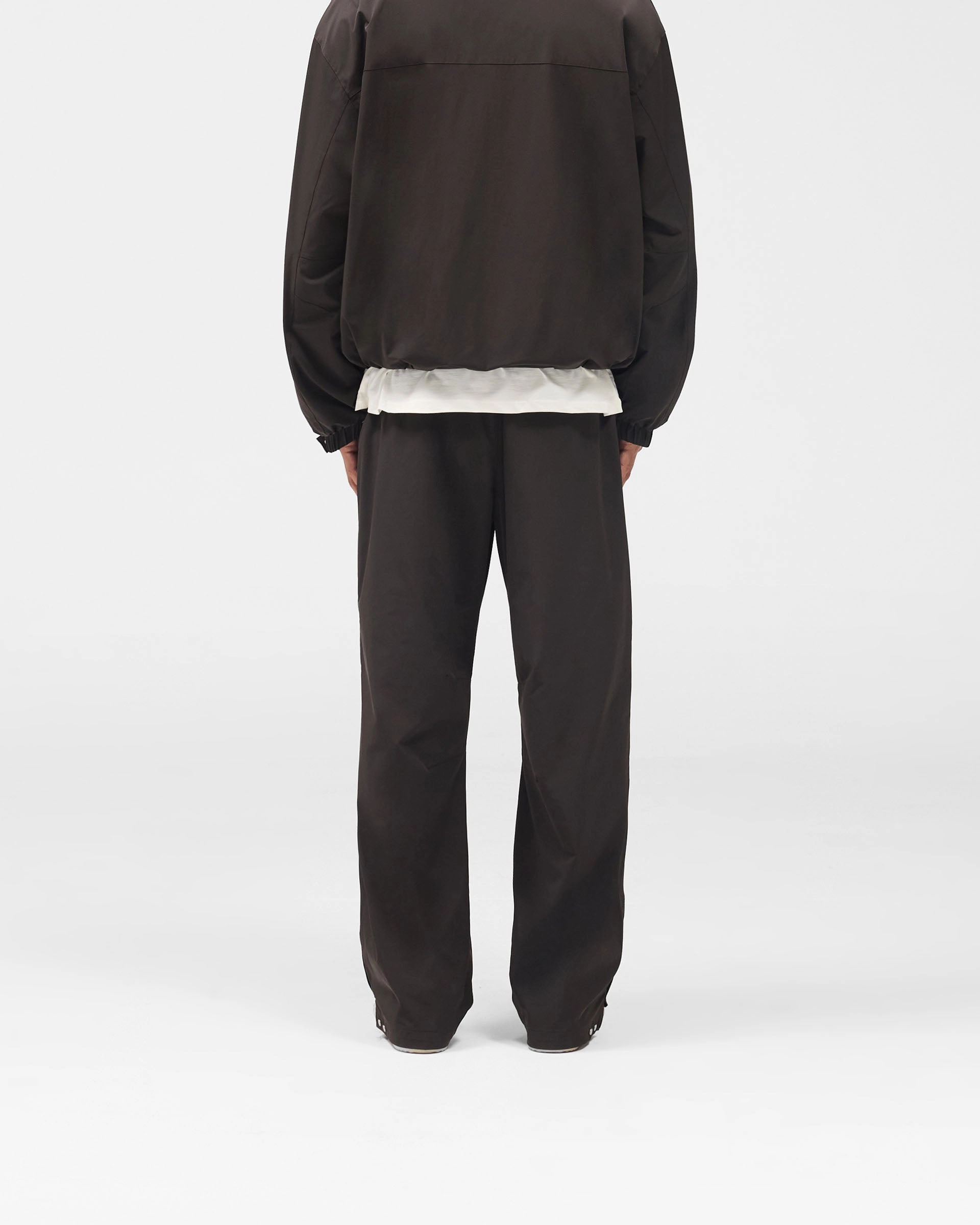 Mesh Panel Initial Nylon Track Pant - Coffee