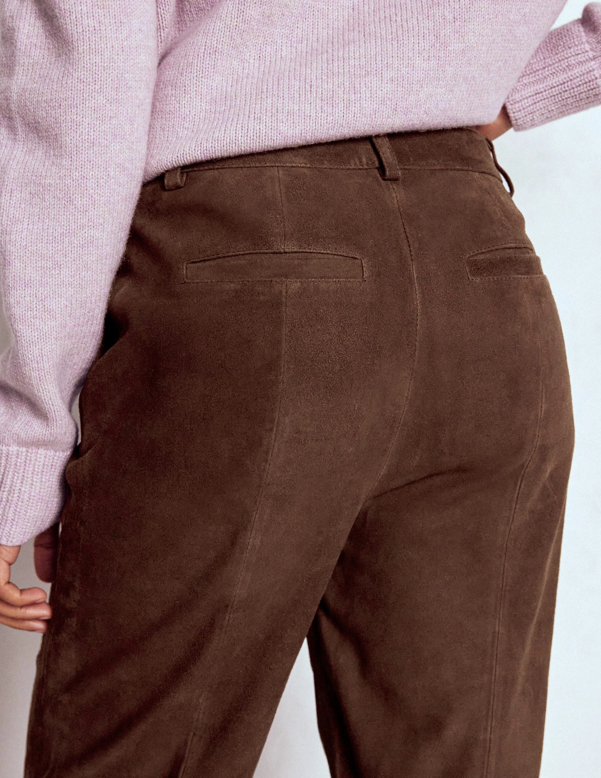 Suede Straight Leg Trousers-Dark Chocolate Comfortable Fashion Warm Layer