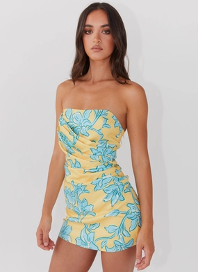 Calm Fit breathable fabric dress Tuscany Mini Dress - Golden Bloom