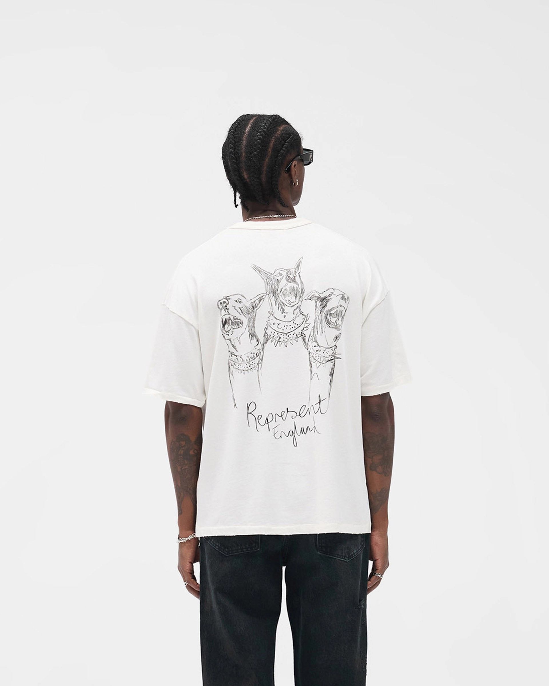 Hand Drawn Thoroughbred T-Shirt - Flat White Modern Outfit