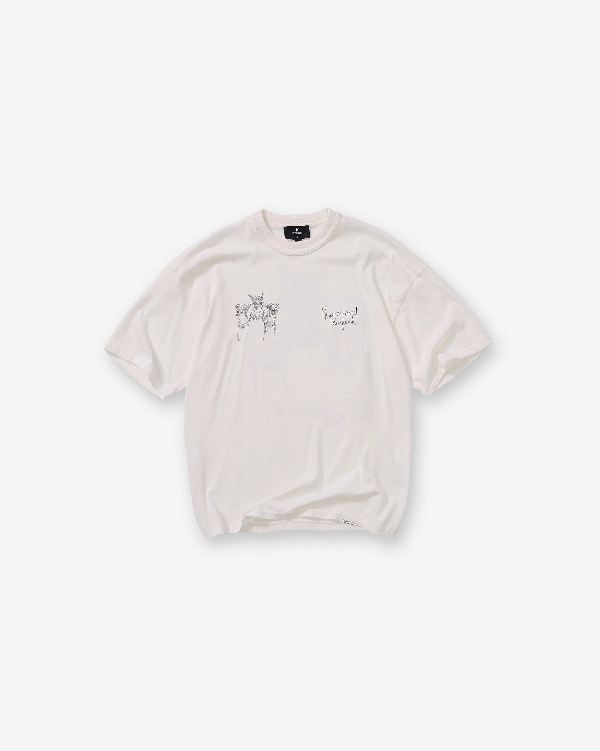 Lightweight Look Quick Release Hem Hand Drawn Thoroughbred T-Shirt - Flat White