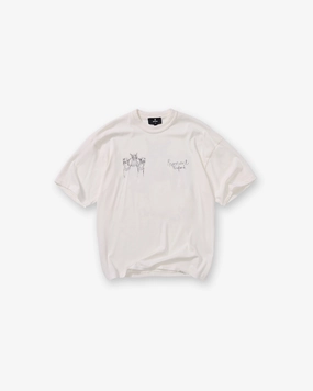 Lightweight Look Quick Release Hem Hand Drawn Thoroughbred T-Shirt - Flat White