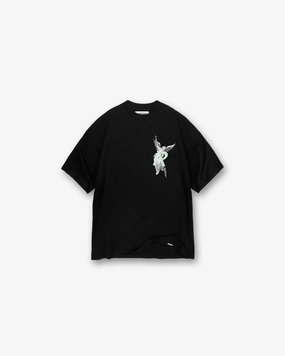 Easy Wear Style Chic Fashion Archangel Initial T-Shirt - Jet Black