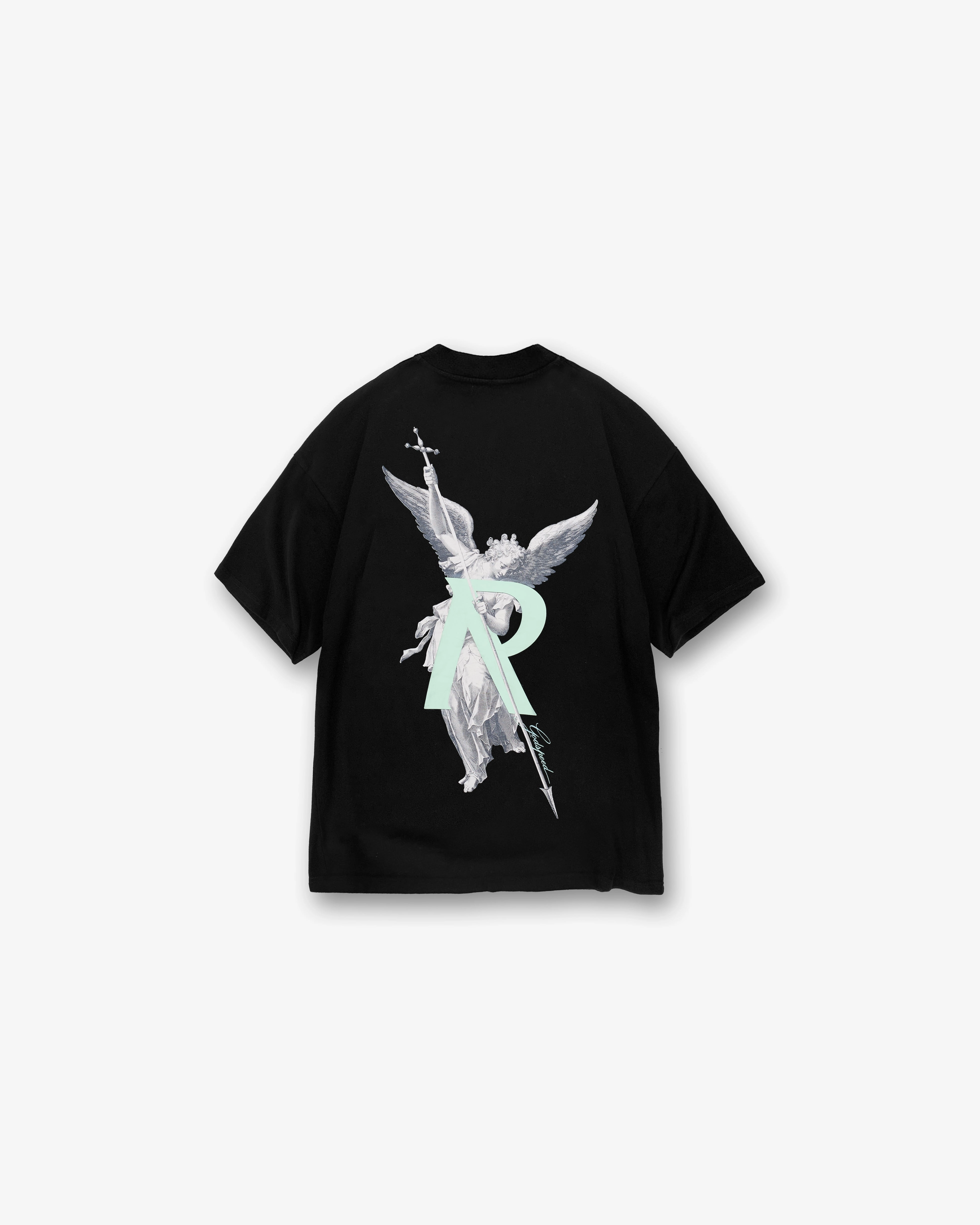 Archangel Initial T-Shirt - Jet Black easygoing look Vintage Style