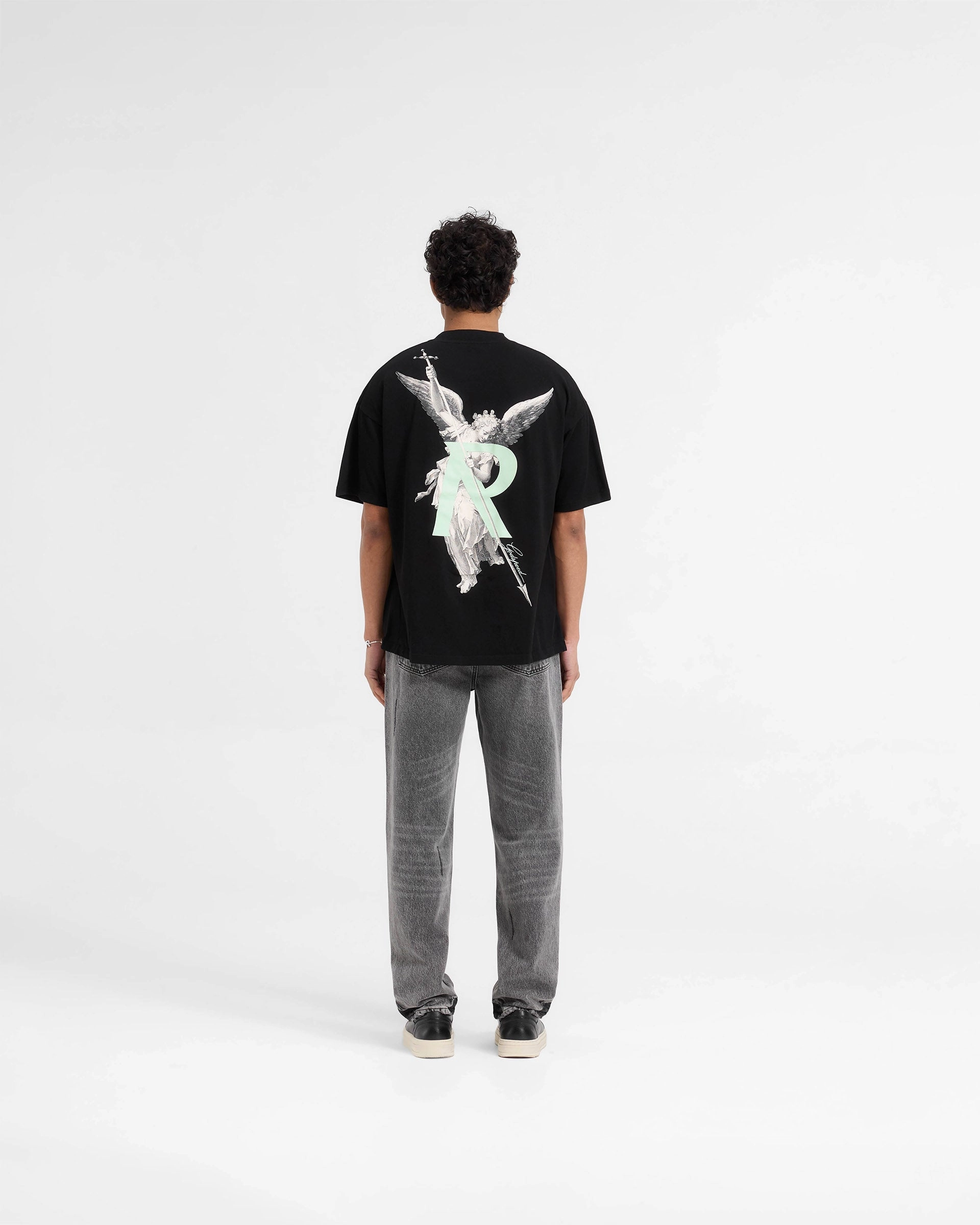 Perfect for Outdoors Weekend Style Archangel Initial T-Shirt - Jet Black