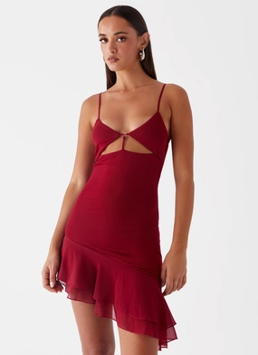 Elegant Vibe Loose Flow Mallory Mini Dress - Cherry Red