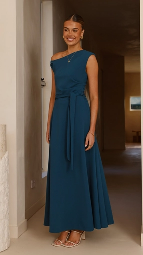 Gemma Maxi Dress - Teal Airy Fabric