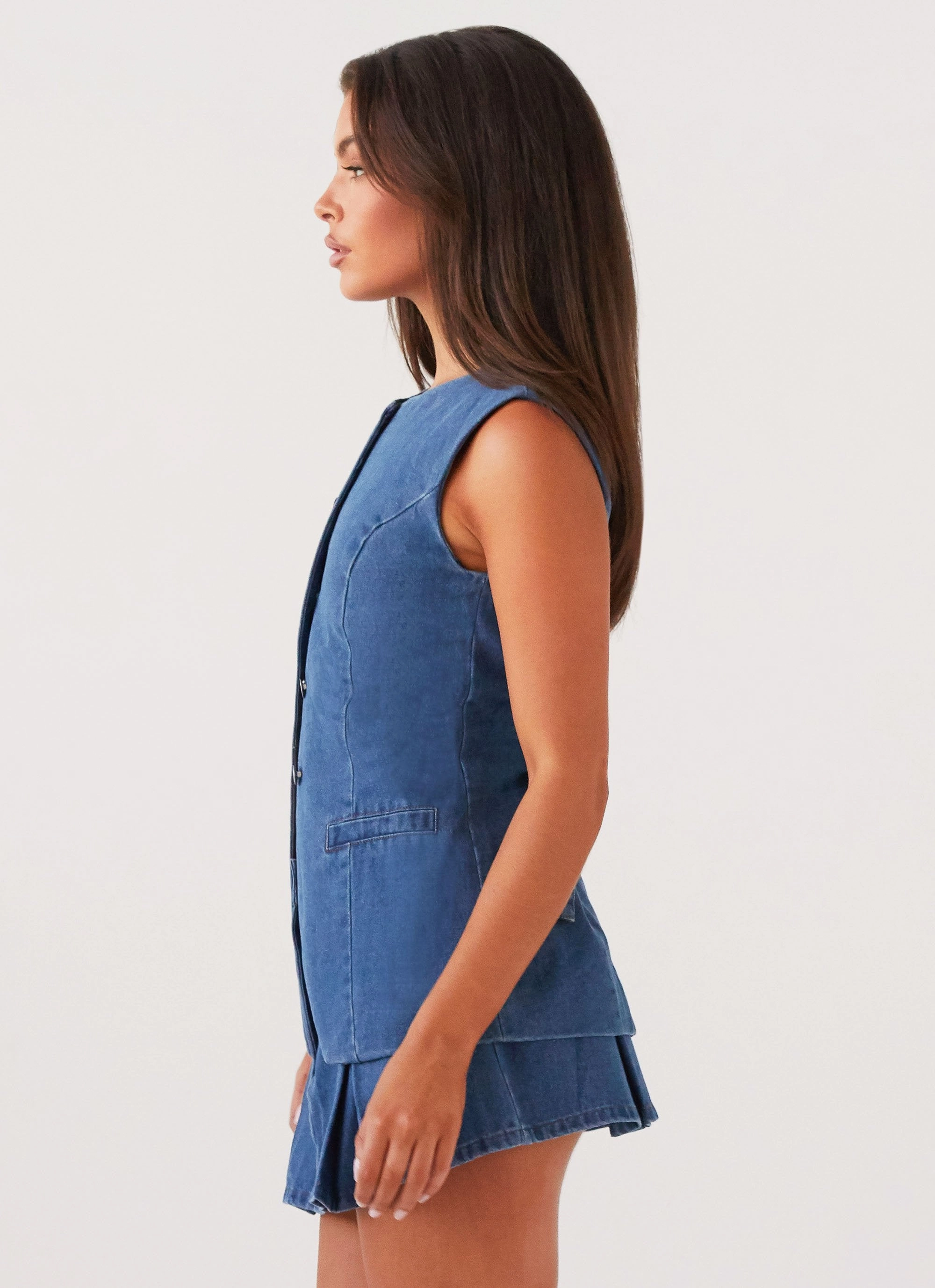 Ashlyn Denim Mini Skirt - Indigo Wool blend Resale Value