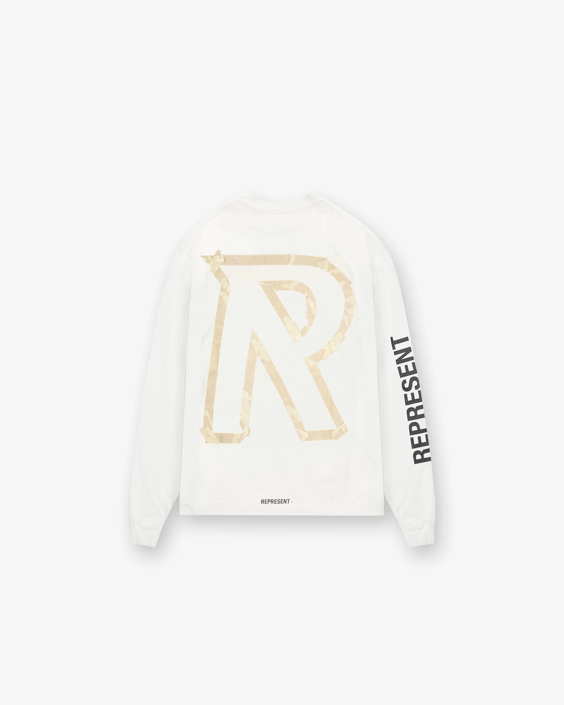 Quick Fit Masking Tape Initial Long Sleeve T-Shirt - Flat White