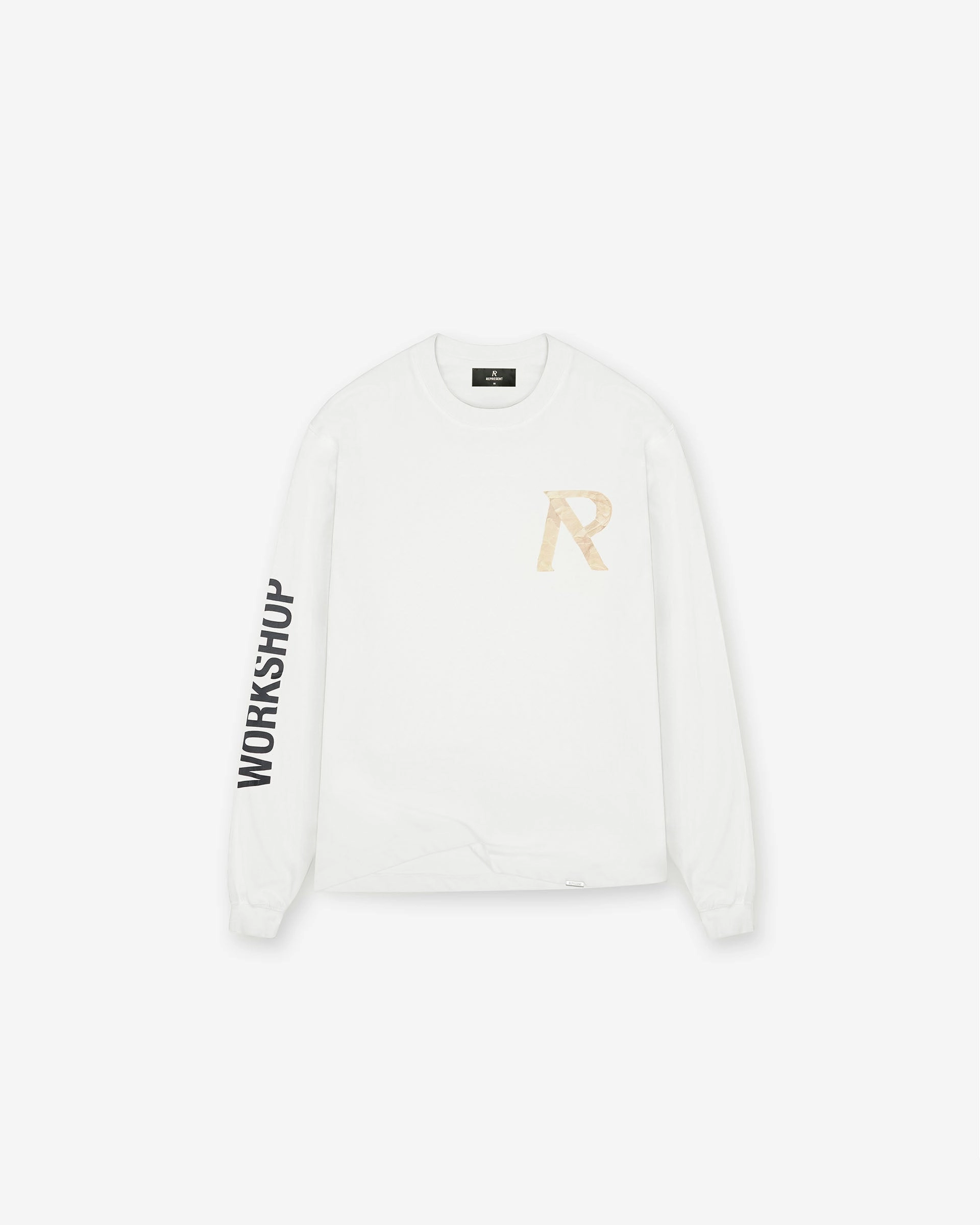 Masking Tape Initial Long Sleeve T-Shirt - Flat White adults' Timeless Layer