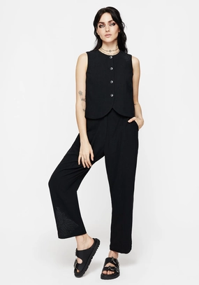 Comfortable Stretch Aya Embroidered Linen Blend Balloon Pants