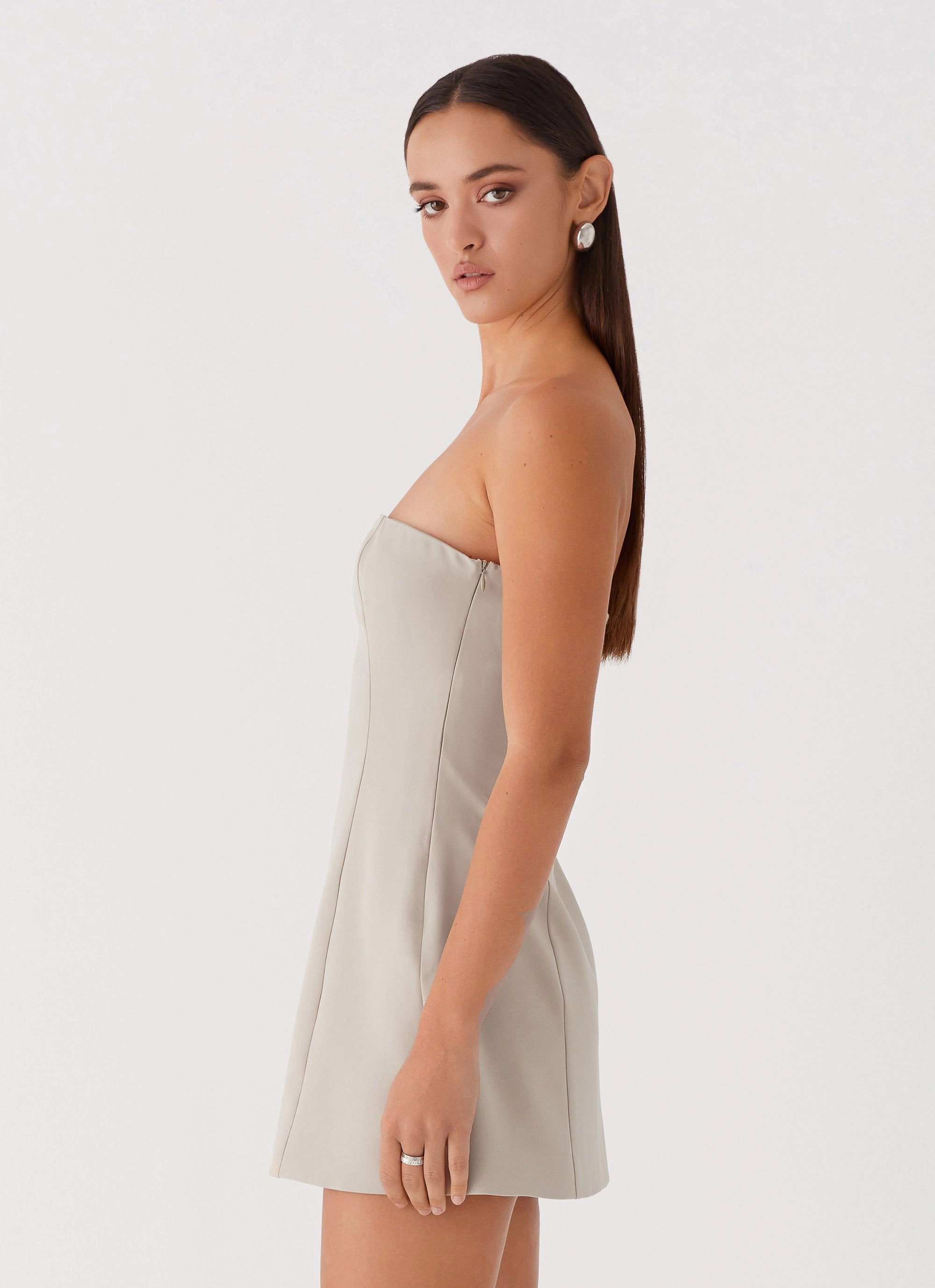 Timeless Comfort Wear Lounge Base Ayanna Strapless Mini Dress - Beige