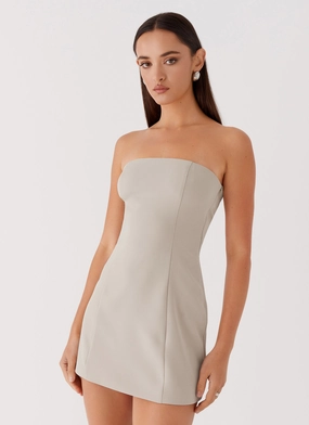 Formal Occasion Vibrant Form Ayanna Strapless Mini Dress - Beige