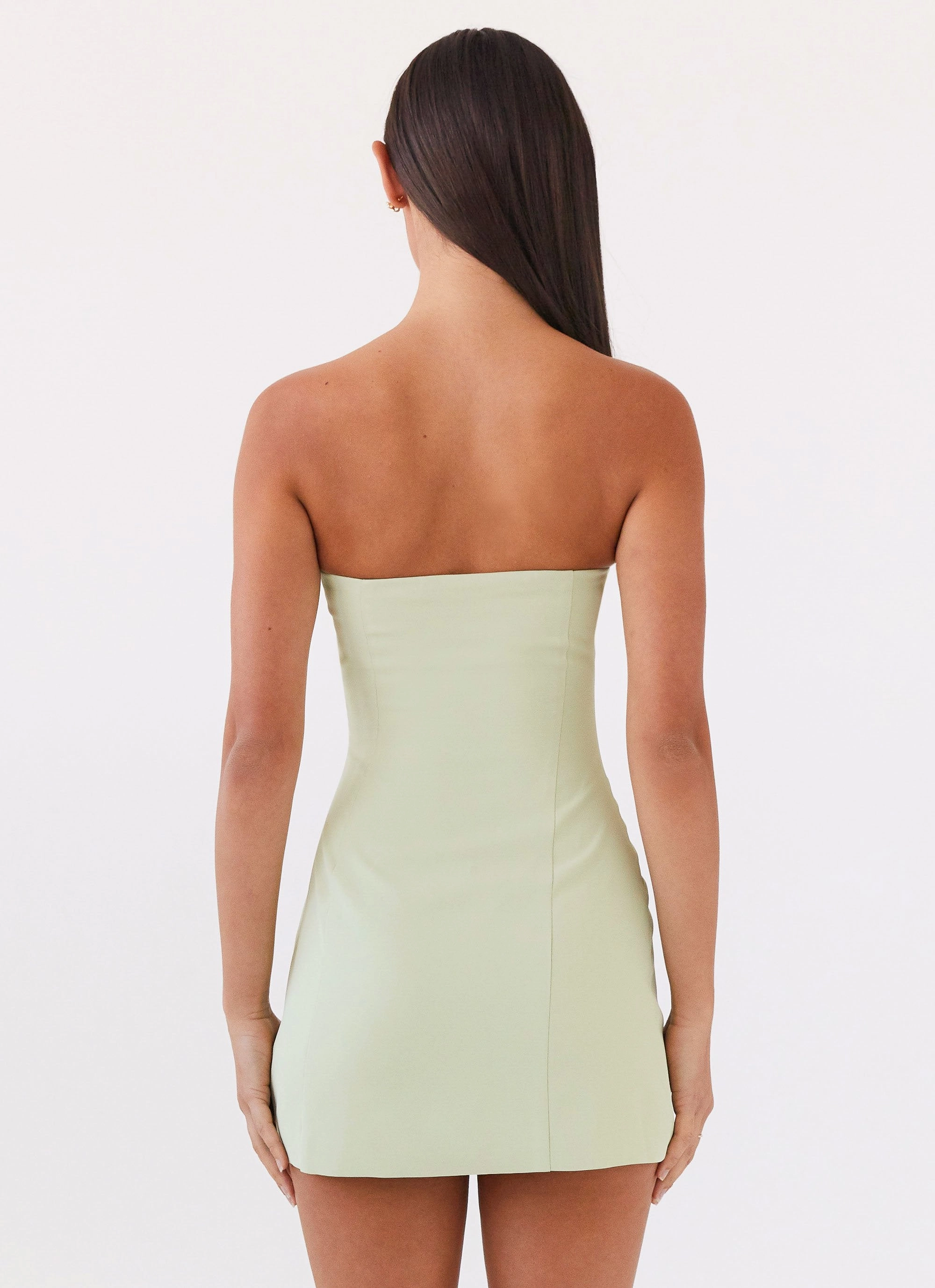 Ayanna Strapless Mini Dress - Green Zest Calm Texture Perfect For Work
